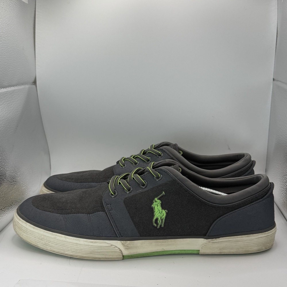 POLO RALPH LAUREN MENS NEW GRAY TECH NUBUCK UPPER FASHION SNEAKERS SIZE: 14D